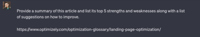 Provide a summary of this article and list its top 5 strengths and weaknesses along with a list of suggestions on how to improve. https://www.optimizely.com/optimization-glossary/landing-page-optimization/